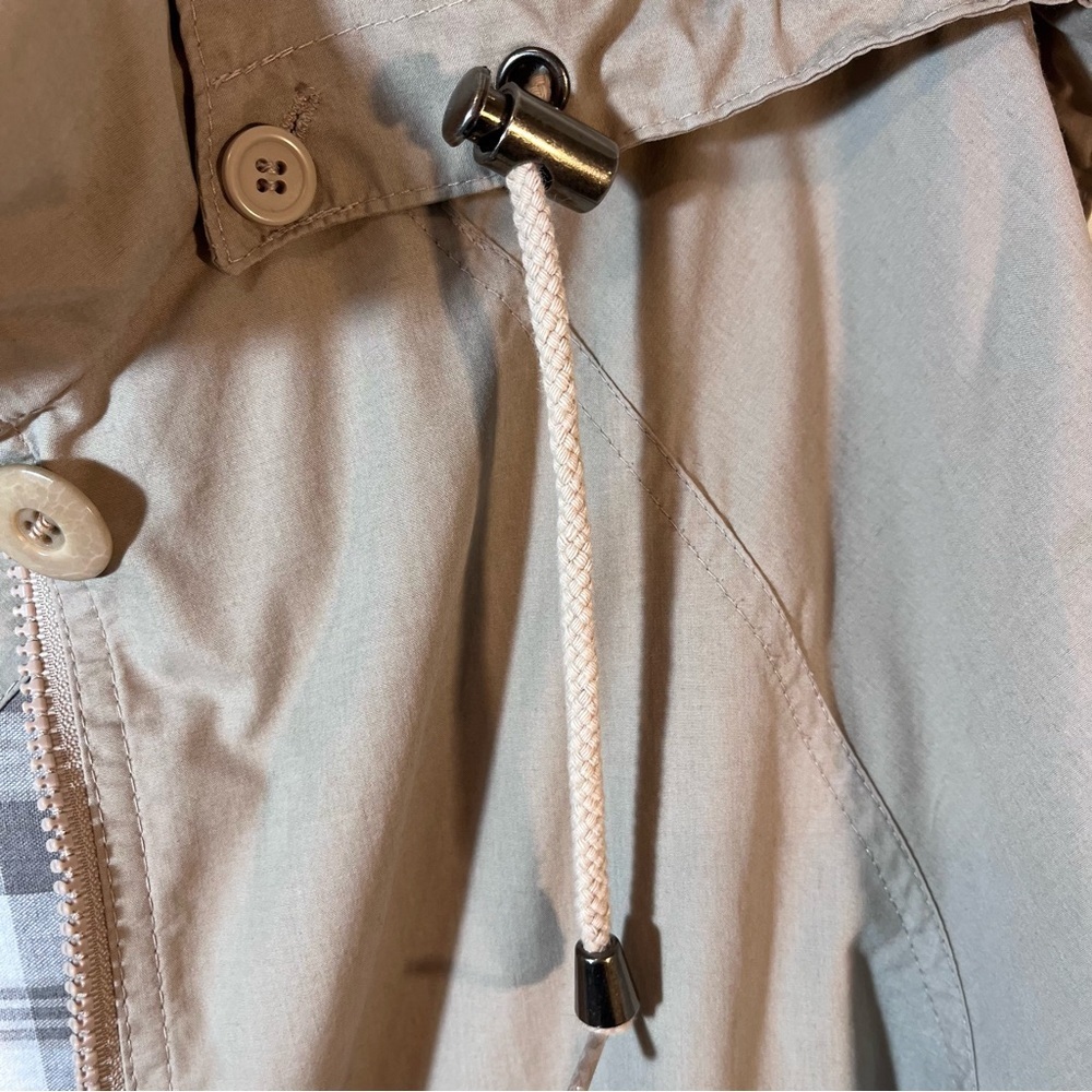 London Fog Vintage Tan Hooded Women’s Windbreaker Jacket Plaid Lined Large - Picture 6 of 8